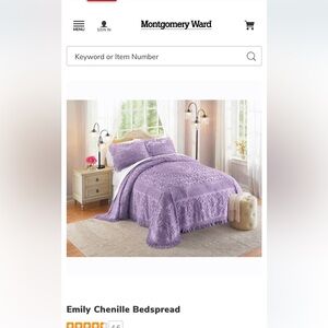 Montgomery Ward Emily Floral Chenille Purple Bedspread Queen Size